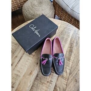 Cole Haan Womens Brown Leather Fuschia Tassel Loafers Slip On Shoes Sz 7.5 B